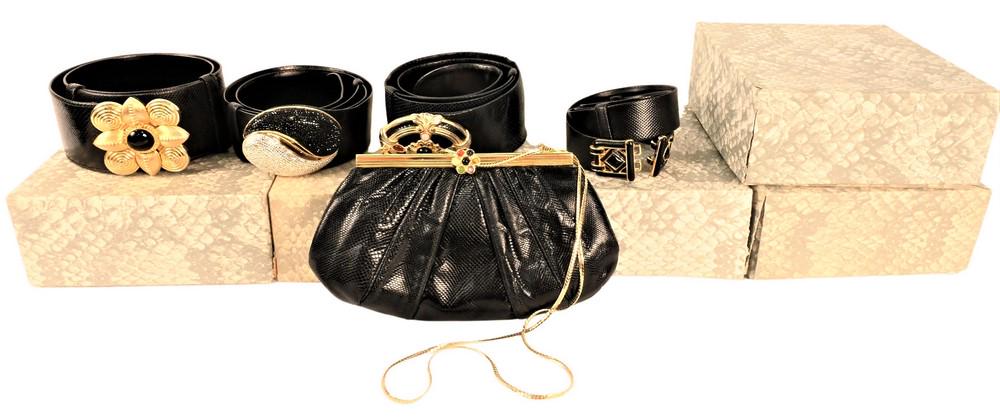 Five Piece Judith Leiber Group, to include black lizard (1 of 5)