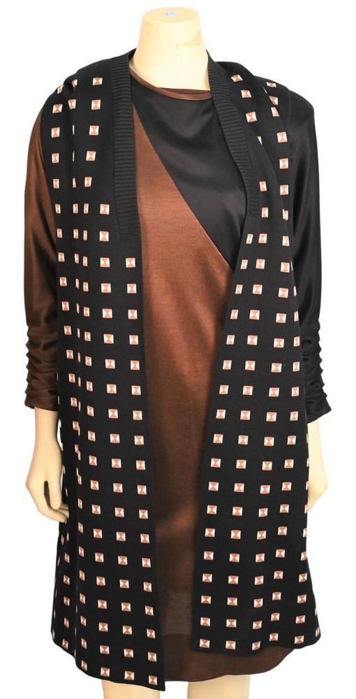 Hermes Dress and Knit Vest, black and brown jersey (1 of 4)