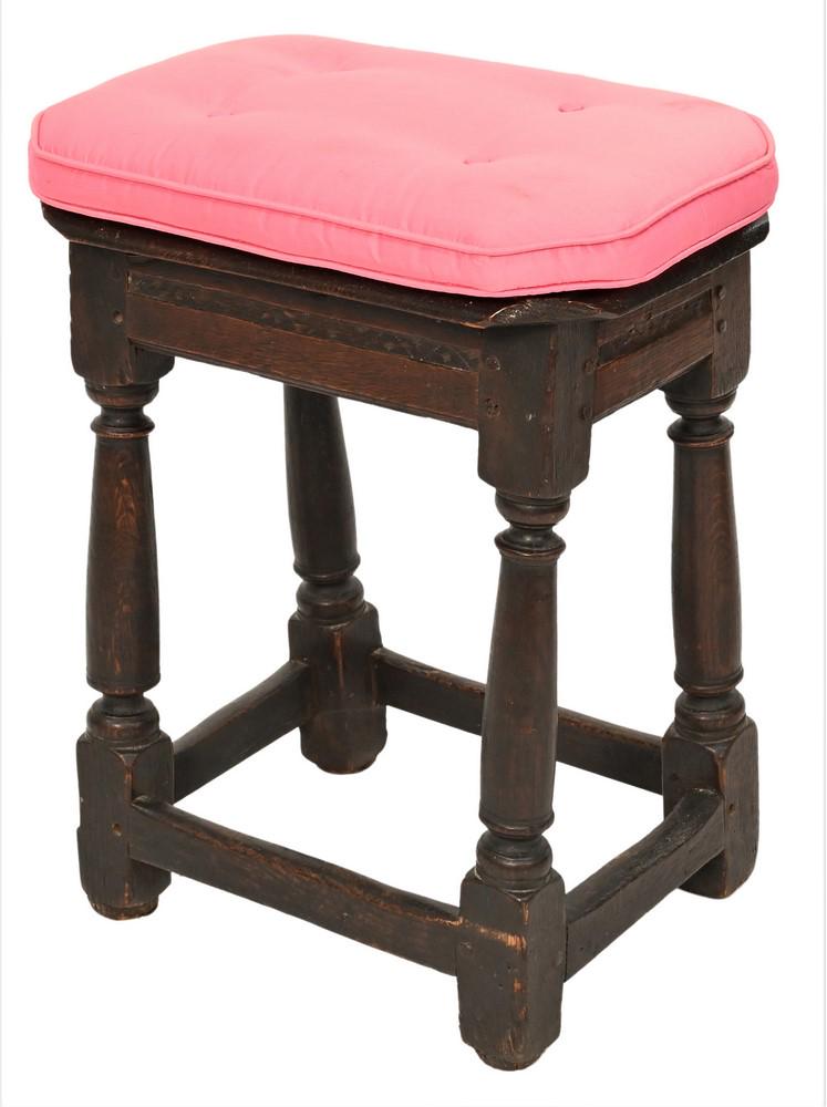 Oak Jacobean Joint Stool, now fitted with custom (1 of 5)