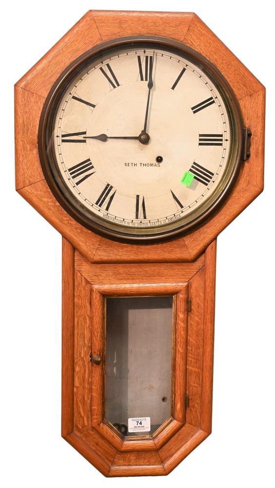 Seth Thomas Schoolhouse Regulator Wall Clock, having (0074) on Oct 30
