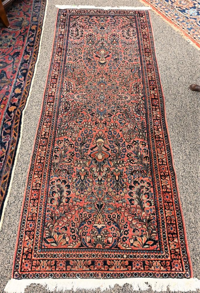 Sarouk Oriental Runner, having wear, 2' 6" x 6' 6" (1 of 3)
