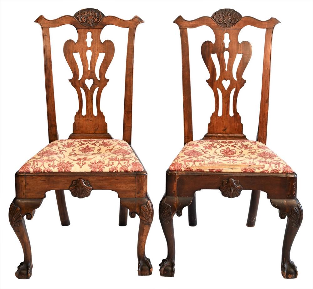 Pair of Walnut Philadelphia Chippendale Side Chairs (1 of 13)