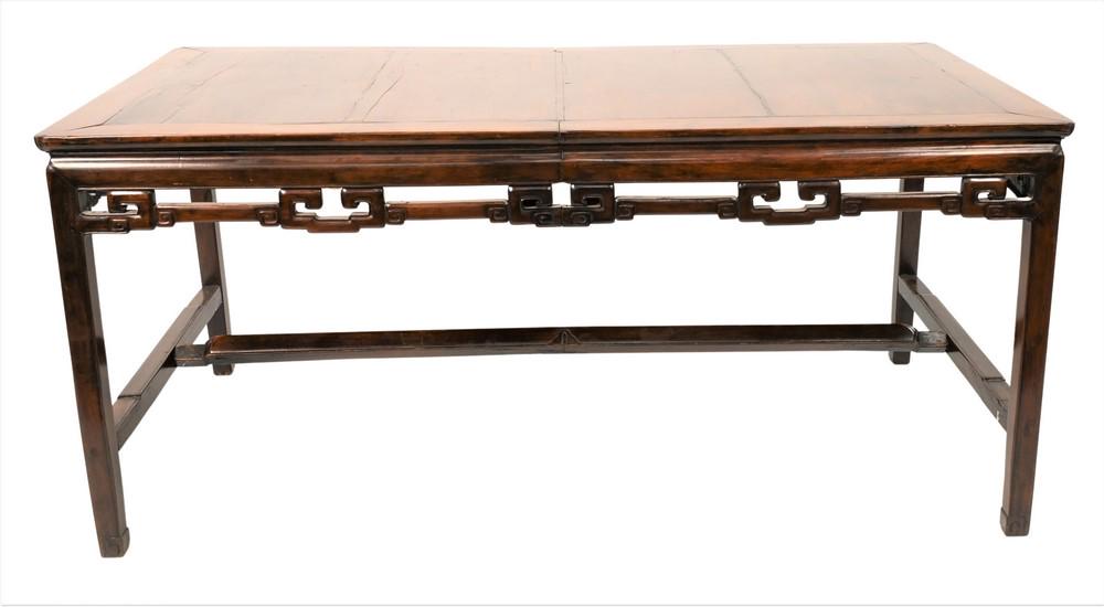 Chinese Hardwood Table, rectangle top over pierce work (1 of 4)