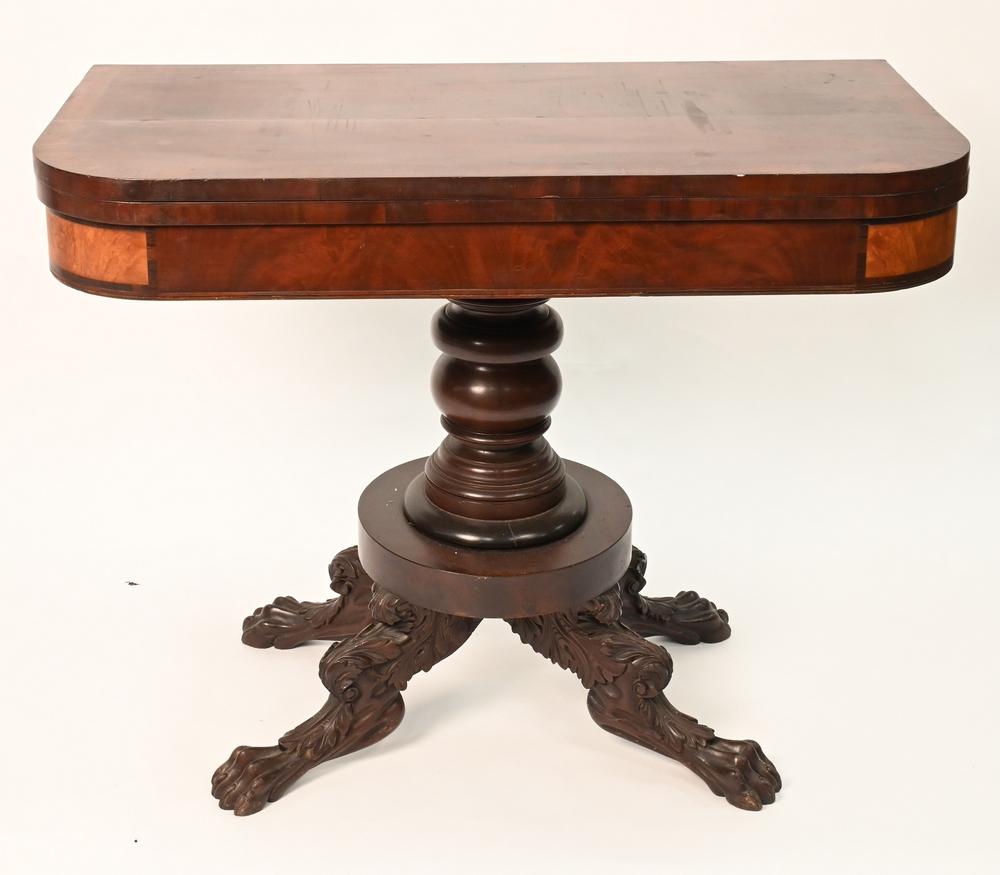 George W Miller Signed Federal Mahogany Game Table, (1 of 5)