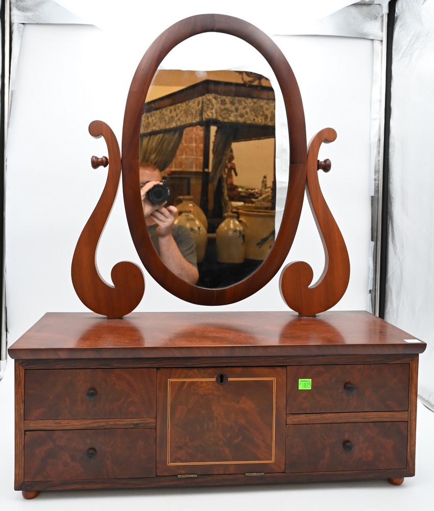 Unusual Federal Mahogany Shaving Mirror having center (1 of 4)
