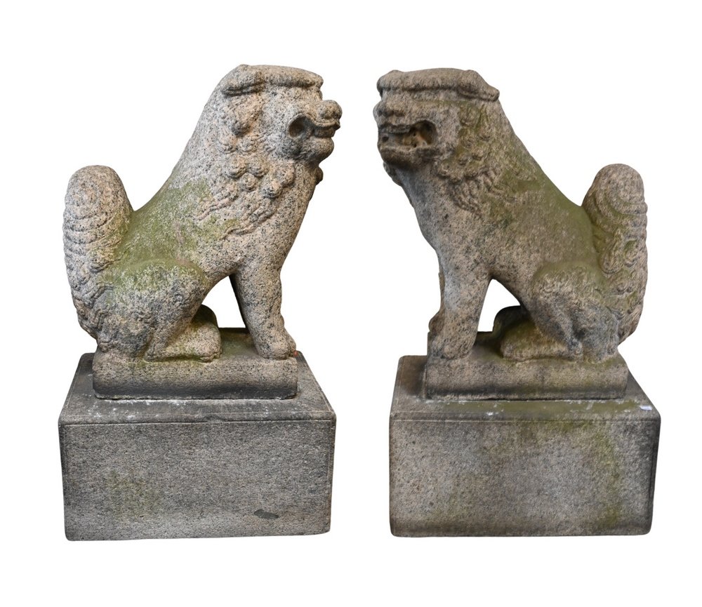 Pair of 19th Century Carved Granite Foo Dogs (1 of 5)