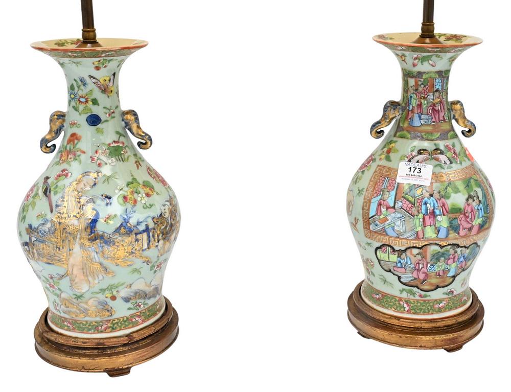 Pair of Chinese Rose Medallion Vases, to include a (1 of 5)