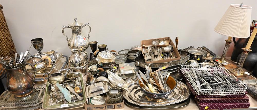 Large Group of Silverplate, to include trays, serving (1 of 5)