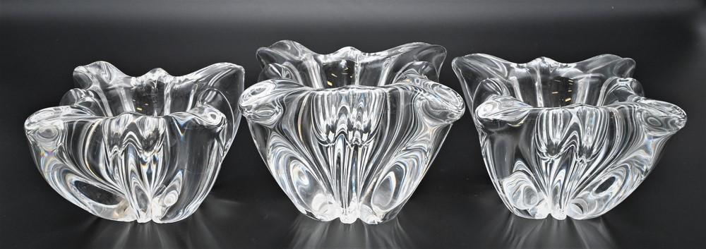 Three Baccarat Freeform Bowls, tallest 4 1/4 inches. (1 of 3)