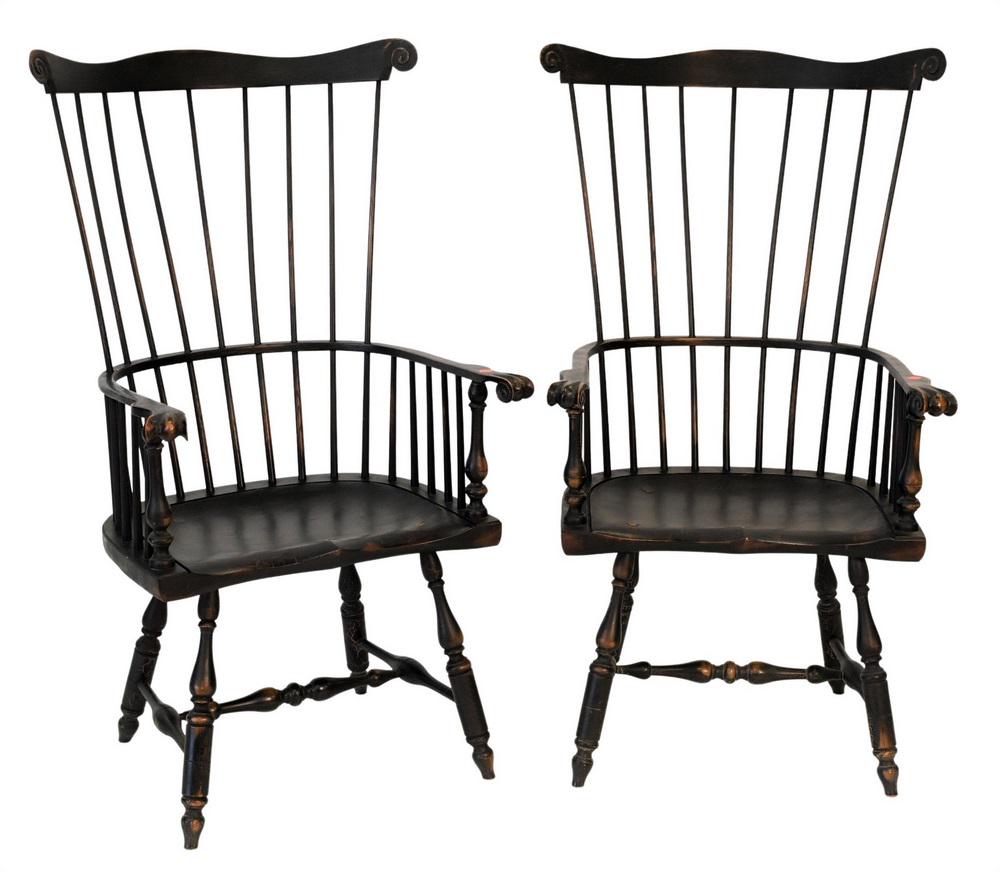 Pair of Custom Fanback Windsor Style Armchairs, height (1 of 6)