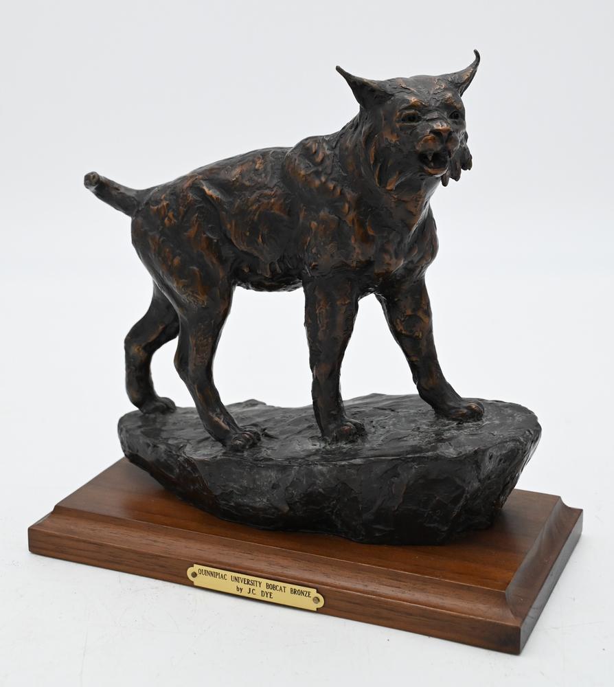 J.C. Dye (born 1948) Bronze Bobcat, signature series: J.C. Dye (born 1948) Bronze Bobcat, signature series 27/60, height 9 inches, Provenance: Estate of James Dana English of New Haven to benefit the New Haven Museum.