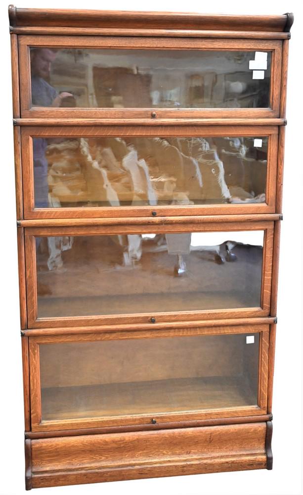 Macey Oak Four Section Stacking Barrister Bookcase, (1 of 5)