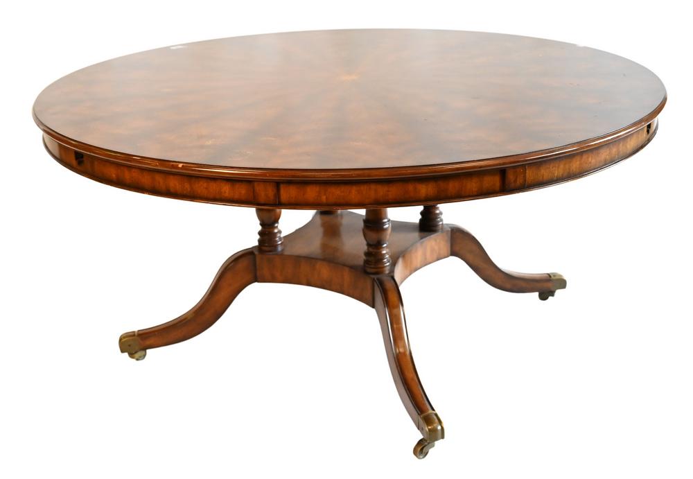 Round Mahogany Table on Single Pedestal Base, having (1 of 4)