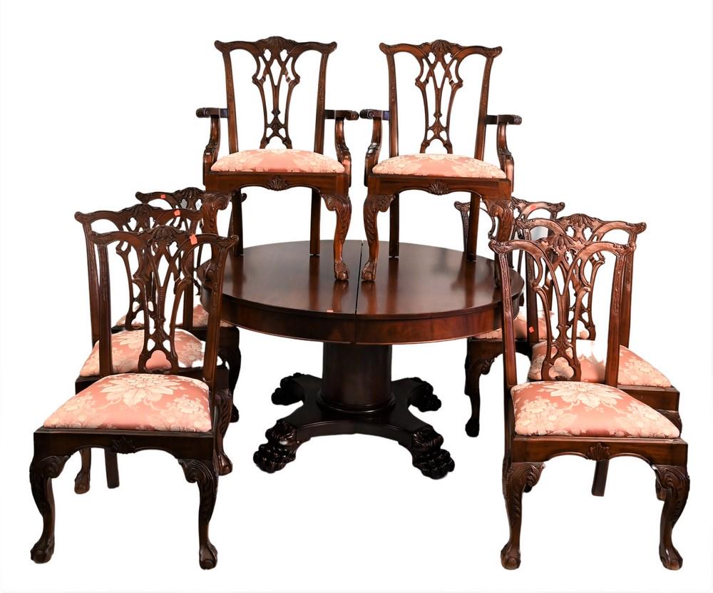 Set of Eight Mahogany Chippendale Style Dining Chairs, (1 of 5)