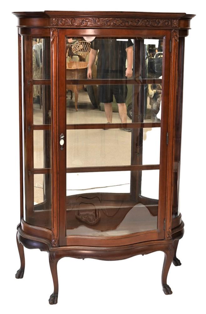 Mahogany Victorian Crystal Cabinet, having serpentine (1 of 4)