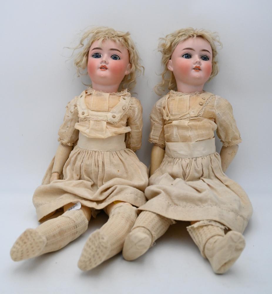 Pair of German Bisque Head Twin Dolls, both marked (1 of 5)