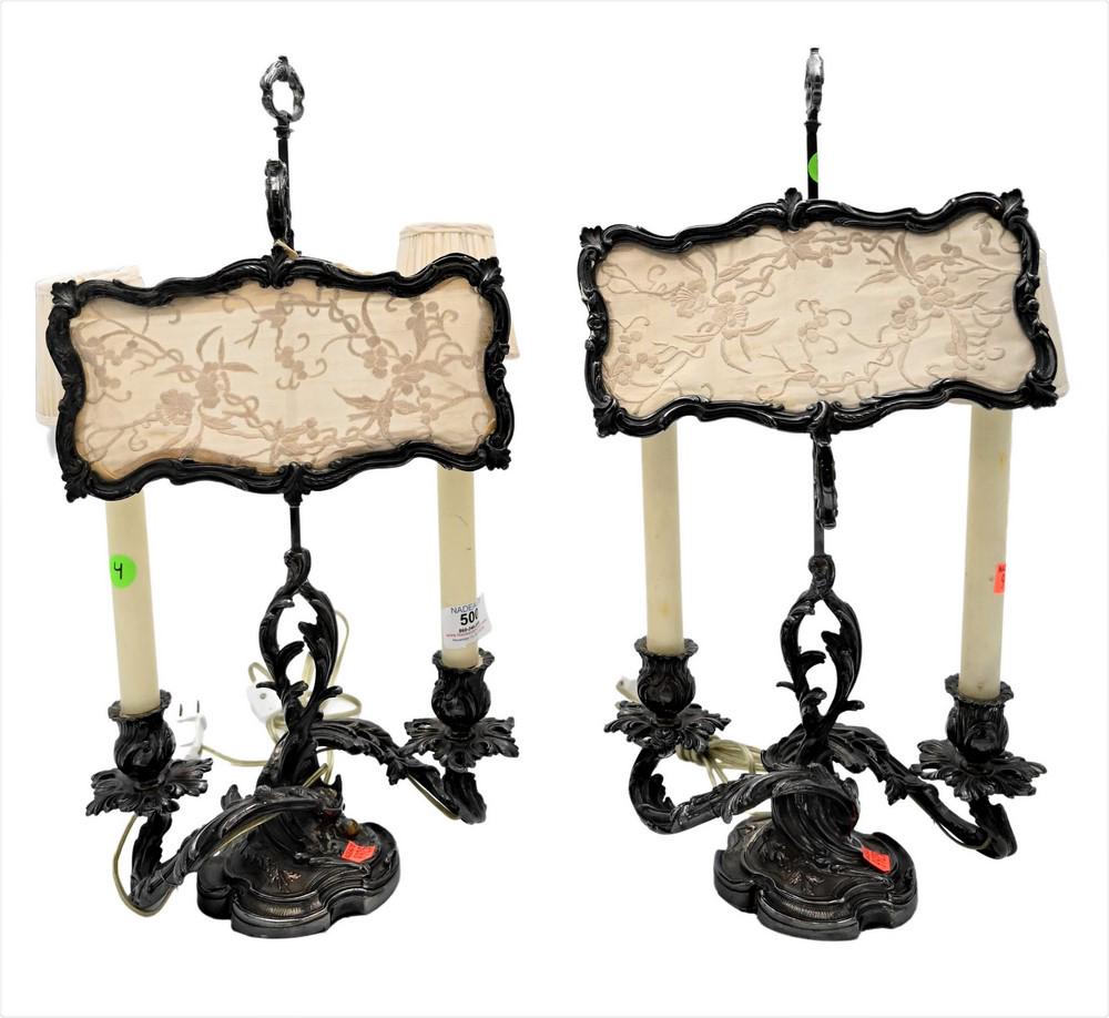 Pair of French Rococo Style Silver Plated Candelabras, (1 of 6)