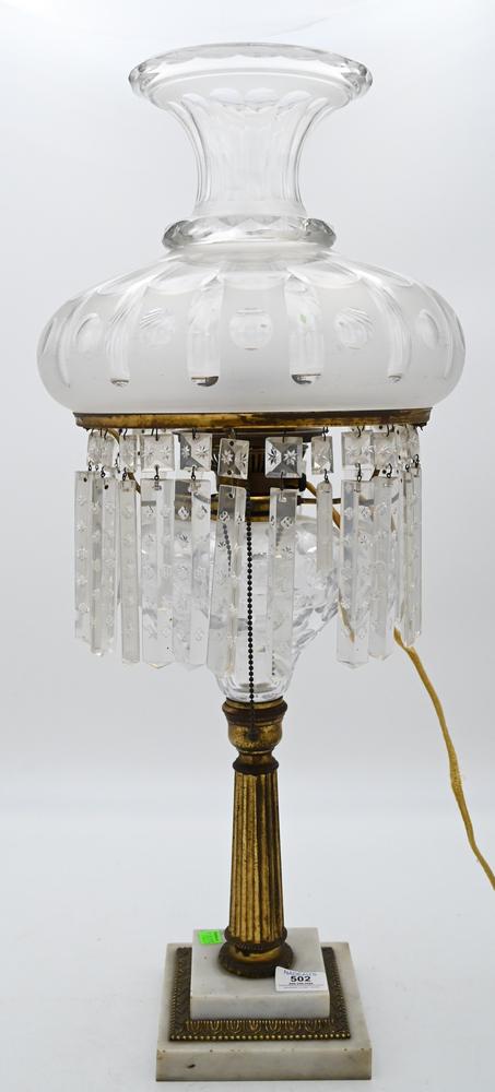 Large Astro Lamp, having etched shade, large cut (1 of 4)