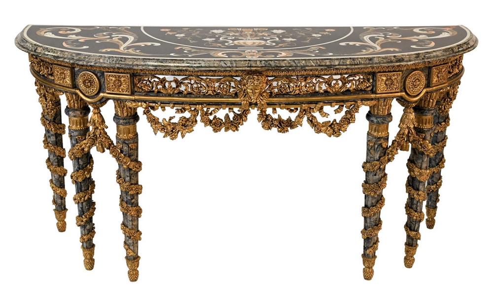 Louis XVI Style Hall Table, having pietra dura top on (1 of 6)