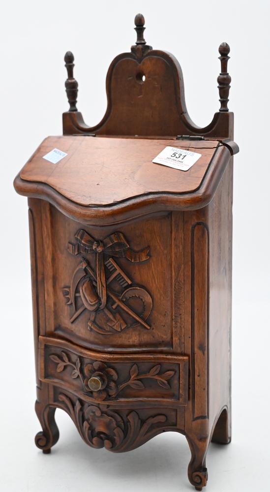 French Carved Pipe Box, having slant lid over one (1 of 3)