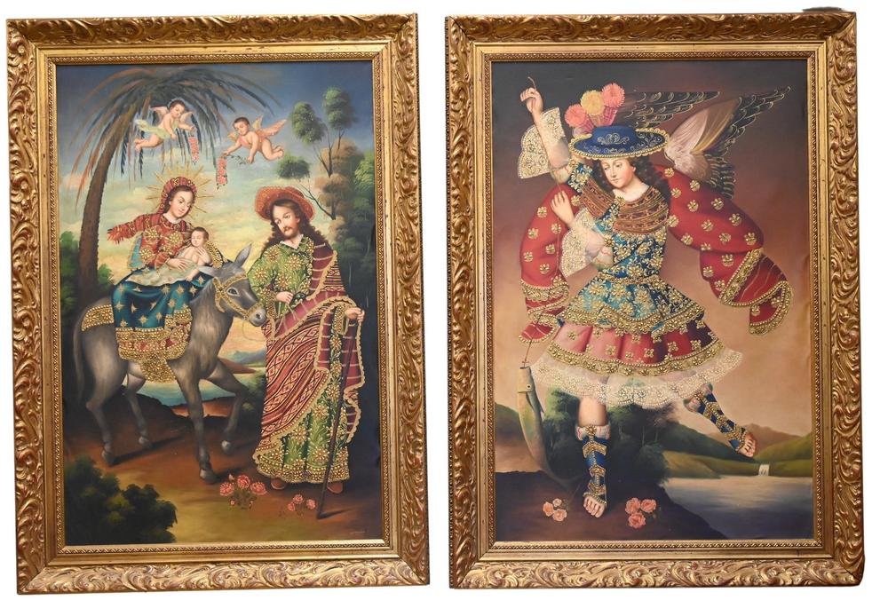 Three Piece Contemporary Spanish Religious Scene Lot, (1 of 7)