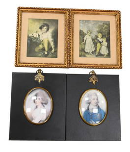 17 Small Framed Prints, to include a green enameled: 17 Small Framed Prints, to include a green enameled frame and a sterling frame; a Andrew Geddes self portrait print; two French style frames; 3 wax seals in shadow box frame; along with an engraving o