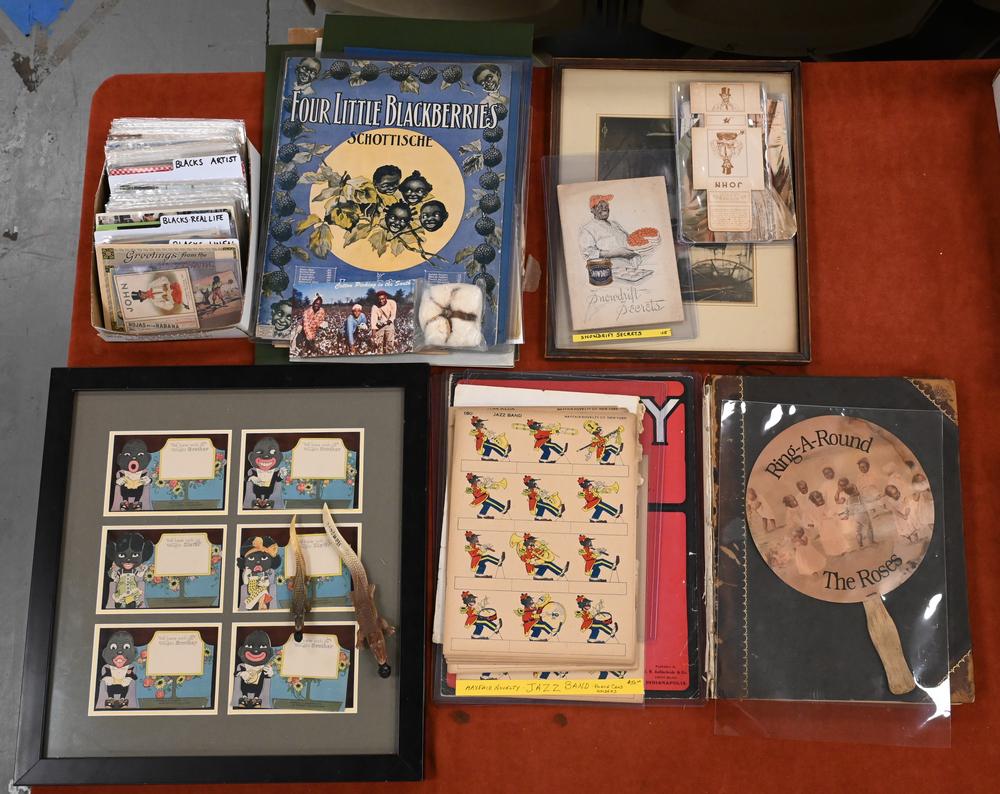 Lot of Black Americana Ephemera, to include: Lot of Black Americana Ephemera, to include advertising, postcards, along with musical related paper.