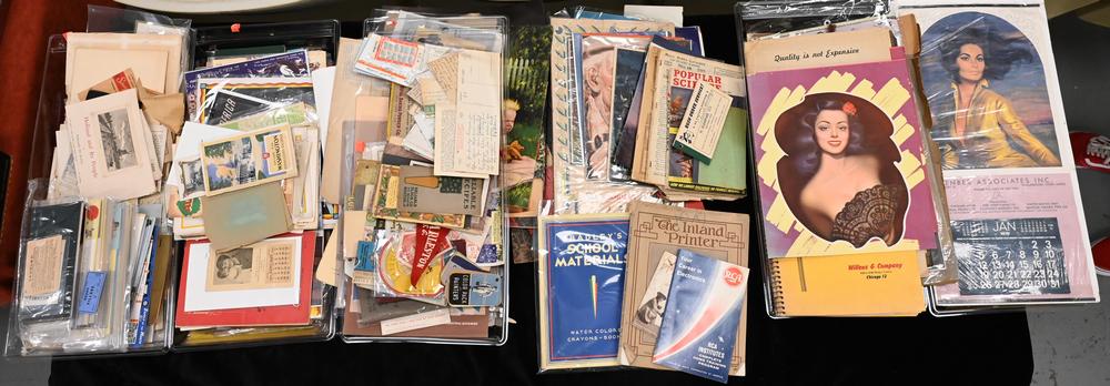 Large Lot of Ephemera, to include calendars, almanacs, (1 of 9)