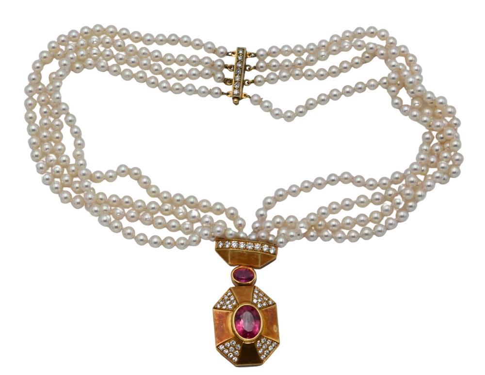 Tambetti 18 Karat Gold Pendant, on necklace of four (1 of 4)