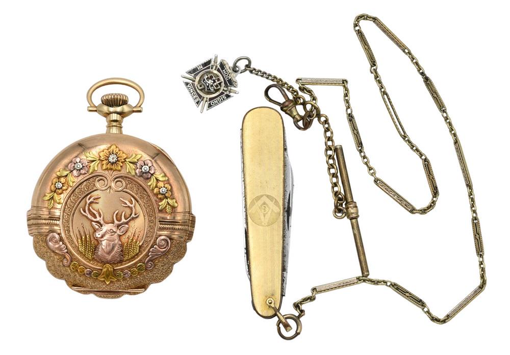 Hamilton 14 Karat Gold Hunting Case Pocket Watch, (1 of 5)