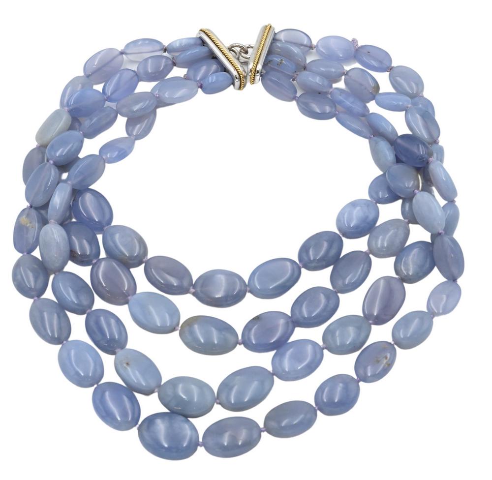 Tambetti Four Strand Necklace, having blue chalcedony (1 of 5)