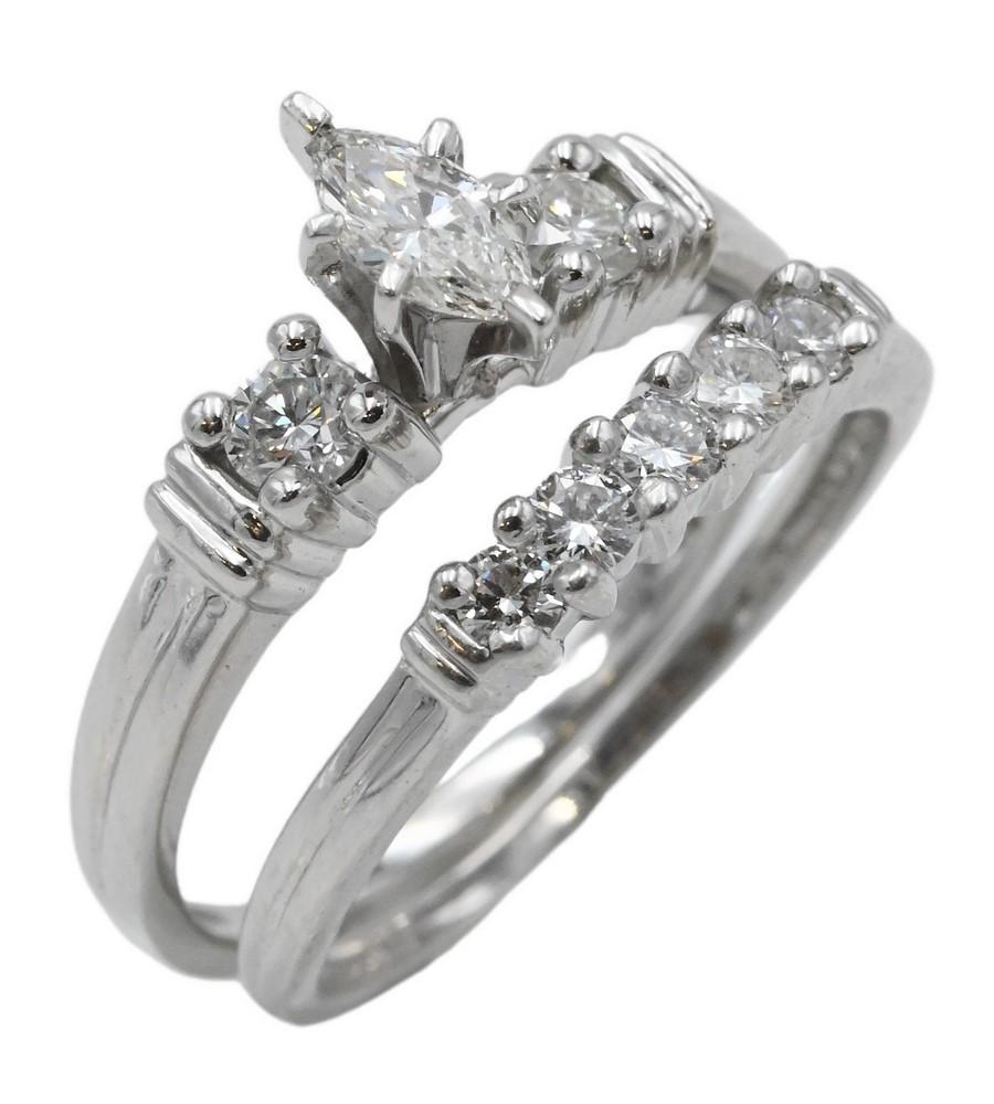 New Platinum and Diamond Two Ring Bridal Set, having (1 of 5)