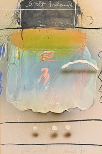 James Harvard (b. 1937), Salt Island, 2/23/79, acrylic: James Harvard (b. 1937), Salt Island, 2/23/79, acrylic on paper, pencil signed and titled across bottom edge, 30" x 20". Provenance: Original Louis K. Meisel Gallery receipt, April 18, 1979.