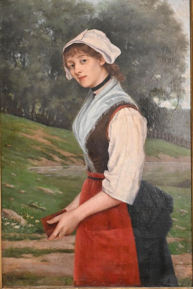 Herman N. Hyneman (1849 - 1907), Sunday Morning, oil on (1 of 9)