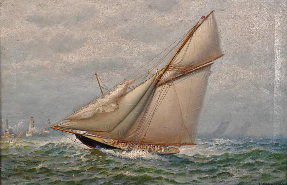 James Gale Tyler (1855 - 1931), sailboat at sea, oil on (1 of 6)