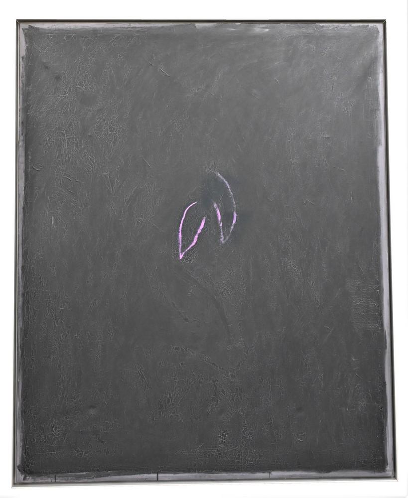 Joan Hernandez Pijuan (1931 - 2005), Els Negres i el: Joan Hernandez Pijuan (1931 - 2005), Els Negres i el Violeta, 1984, oil on canvas, titled and signed on back of canvas, Edict label on back and Galeria Joan Prats stamp, 51" x 64".