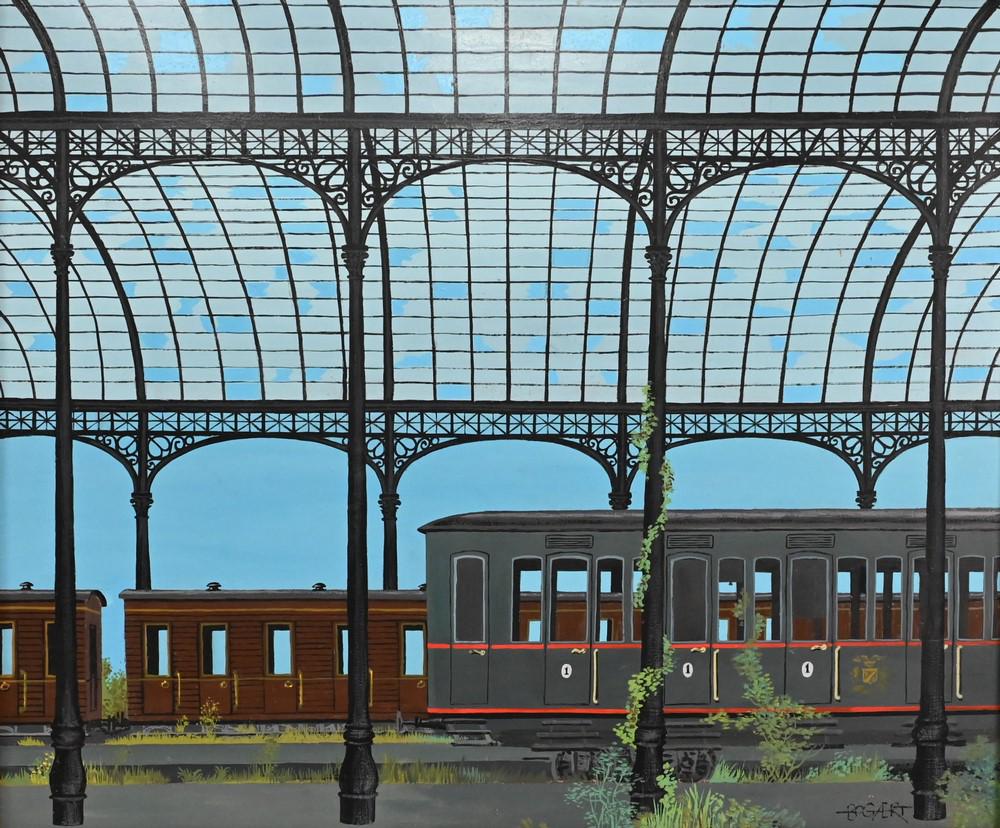 Gaston Bogaert (Belgian, 1918 - 2008), Trains, oil on (1 of 7)
