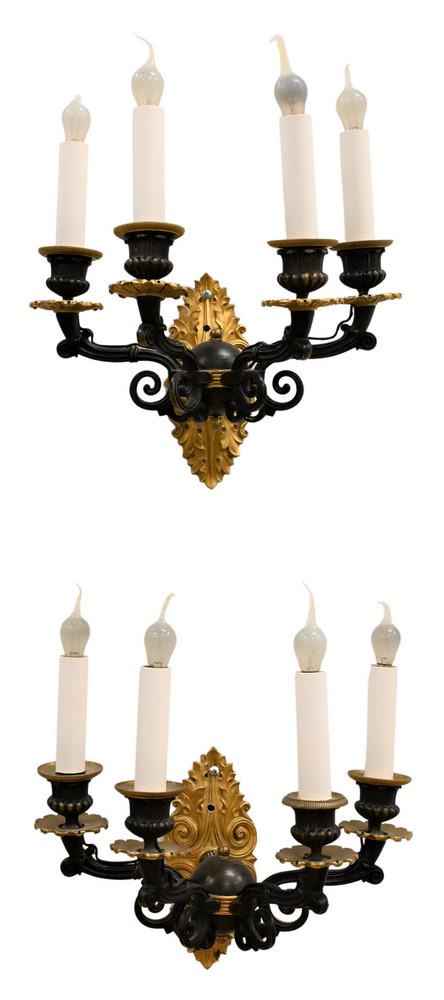 Pair of French Empire Bronze Wall Sconces, having four (1 of 5)