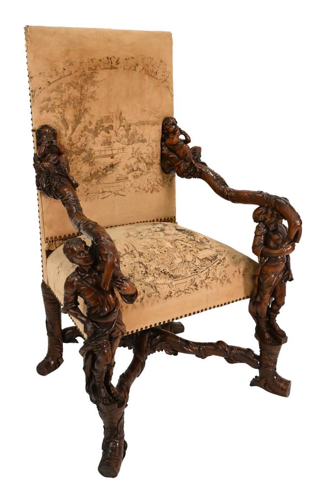 Baroque Carved and Stained Wood Armchair, in the manner (1 of 8)
