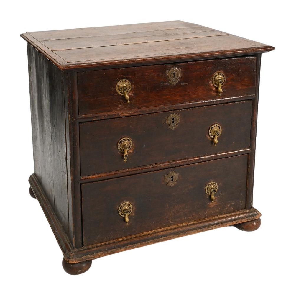 Oak Jacobean Chest, having molded top over three (1 of 4)