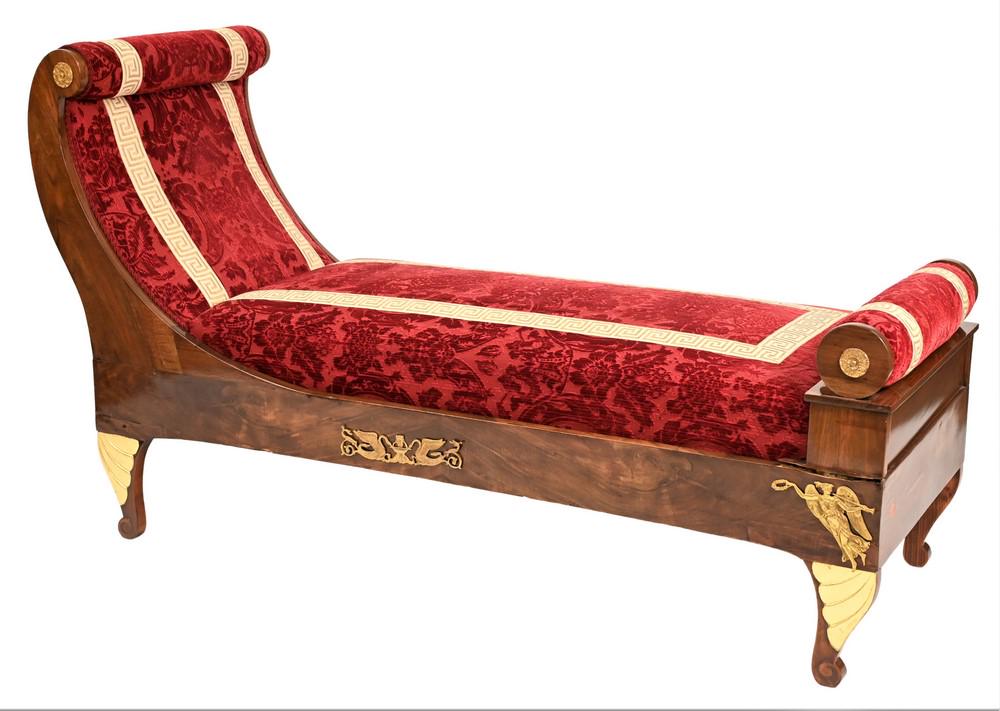 French Empire Mahogany Daybed, having custom upholstery (1 of 6)