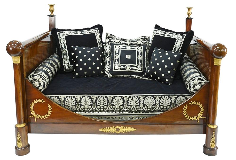 French Empire Mahogany Daybed, having gilt urns on top, (1 of 6)