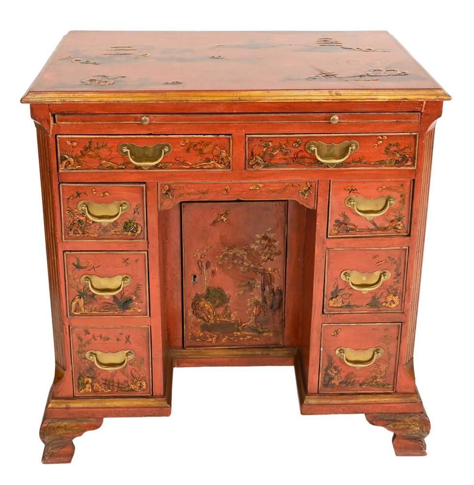 George III Chinoiserie Decorated Kneehole Desk, having (1 of 6)