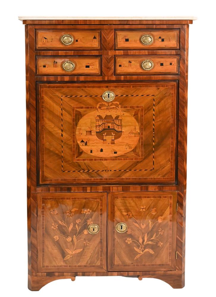 Continental Abattant Secretaire, having marble top over (1 of 2)