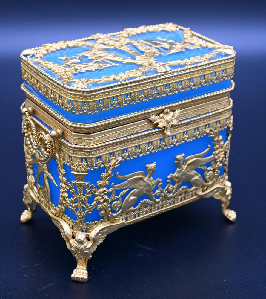French Empire Ormolu Mounted Opaline Jewel Box, having (1 of 5)