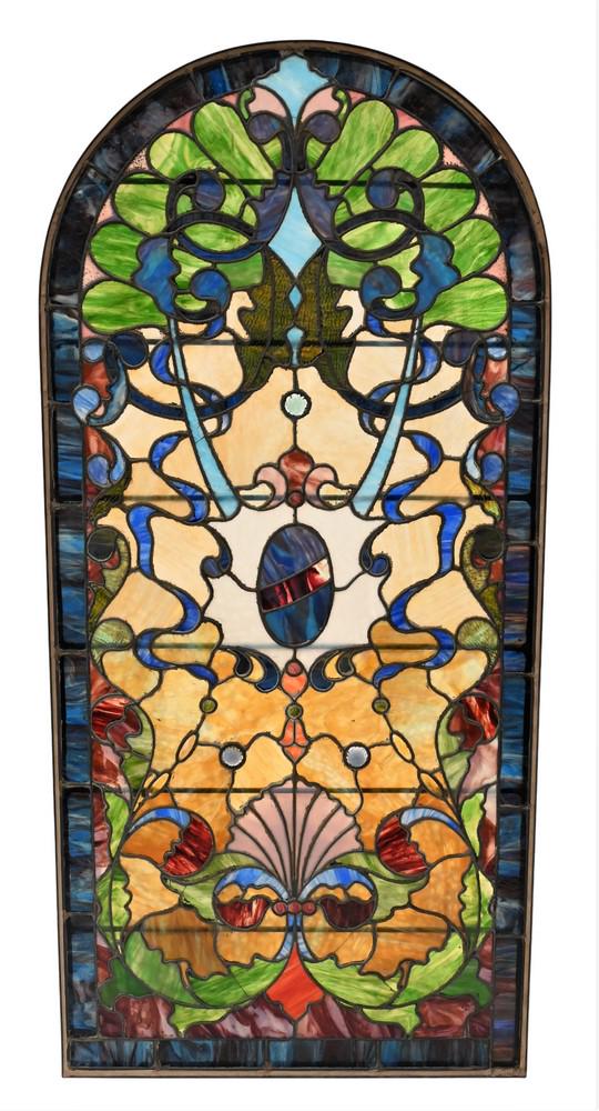 Stained and Leaded Glass Window, having rounded top (1 of 7)
