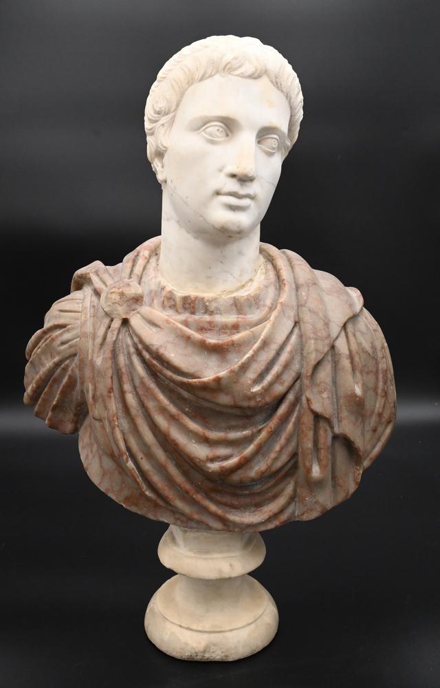 Neoclassical Carved Marble Bust, white marble with (1 of 6)