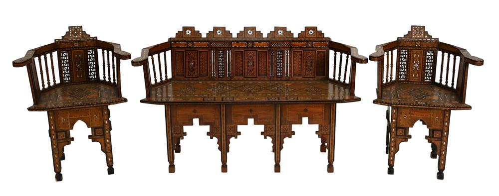 Moroccan Three Piece Set, to include settee along with (1 of 5)