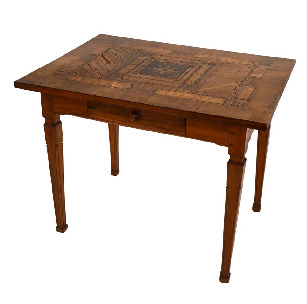 Italian Neoclassical Walnut Marquetry Games Table, (1 of 4)