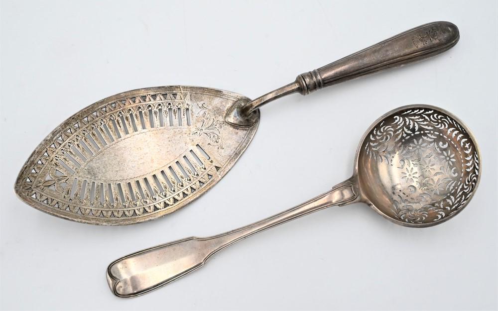 Two Piece Silver Lot, to include Seves strainer ladle, (1 of 5)